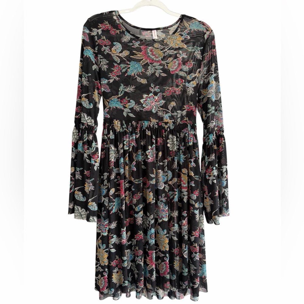 Boho Y2K inspired‎ Floral Black stretchy Dress
